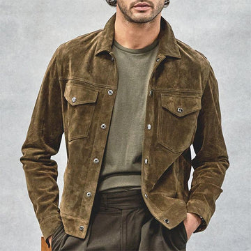 Men's Retro Motorcycle Style Suede Jacket